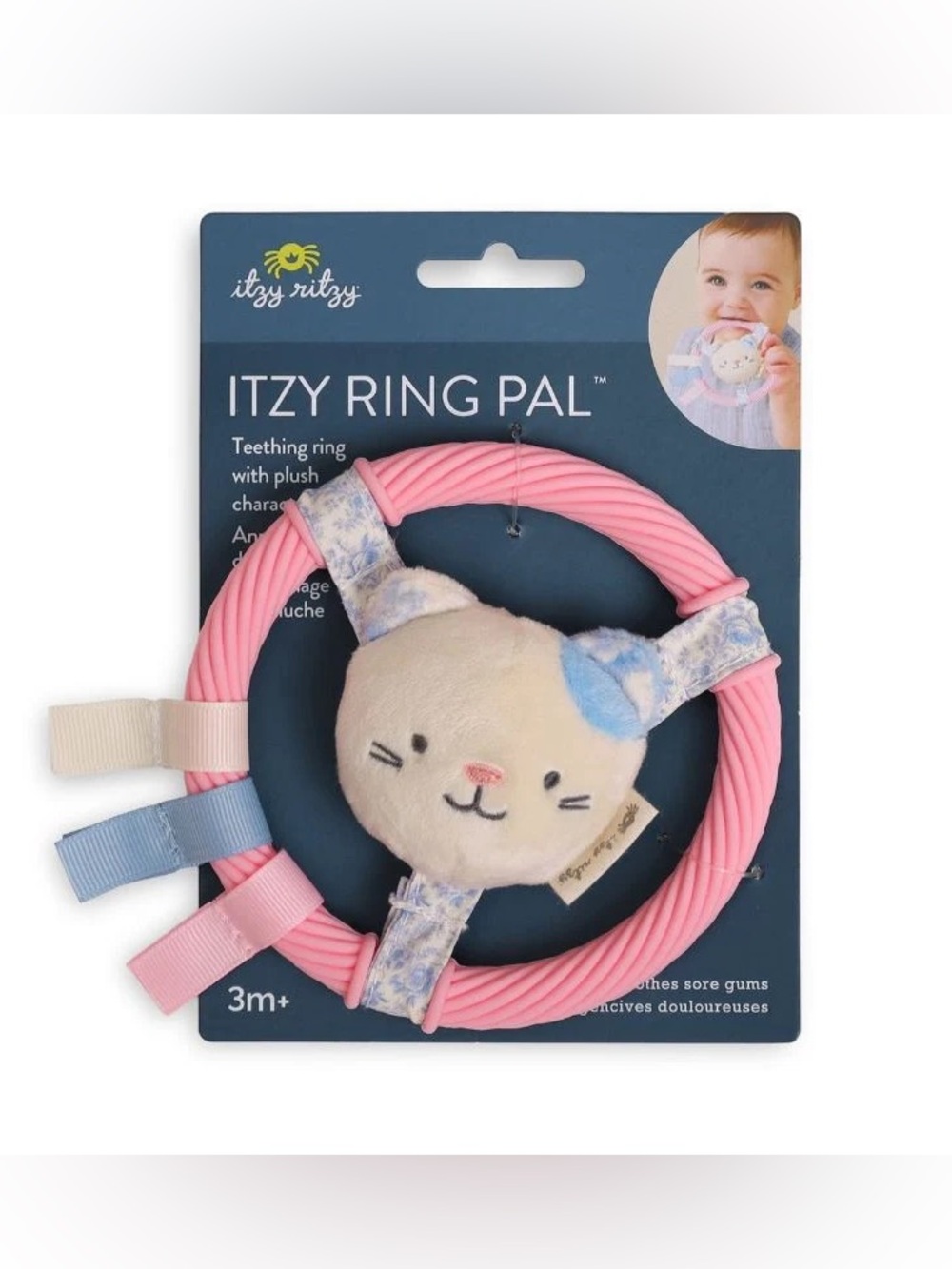 NWT Itzy Ritzy Plush Kitty Teether Ring Pal